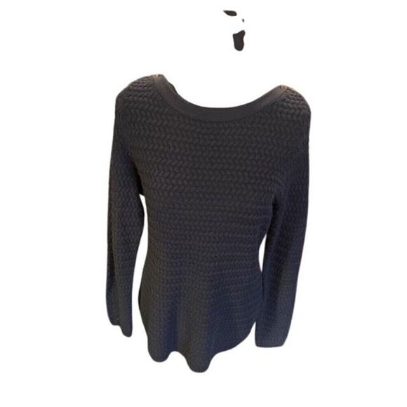Lucy & Laurel Womens Black Textured Knit Pullover Sweater Button Shoulder Size L - Picture 2 of 11